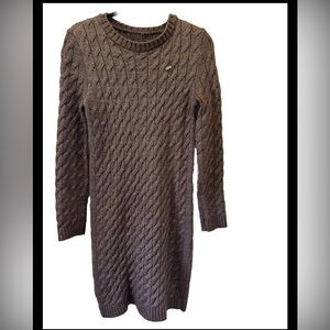 women's Blended  wool  Cable Knit sweater dress Brown